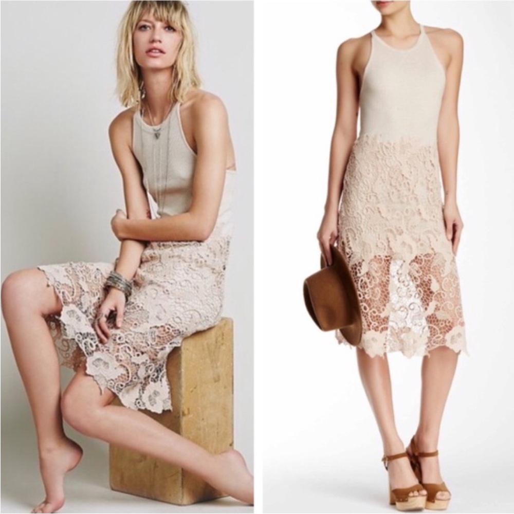 Free People Nora Lace Midi Tank Dress - XSmall